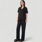 Short Sleeve Button-Down Striped Pajama Top with Matching Wide Leg Pants Sleepwear Set