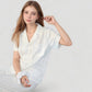 Short Sleeve Button-Down Striped Pajama Top with Matching Wide Leg Pants Sleepwear Set