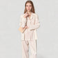 Long Sleeve Button-Down Satin Pajama Top with Ruffle Collar and Wide Leg Pants Sleepwear Set