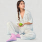 Short Sleeve Button-Down Satin Pajama Set with Allover Mini Dot Print and Wide Leg Pants