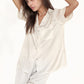 Satin Pajama Set with Lace Trim Short Sleeve Button Top and Elastic Waist Shorts