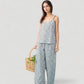Cami Strap Pajama Set with Allover Floral Print and Relaxed Wide Leg Pants