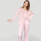 Long Sleeve Button Up Pajama Set with Satin Leopard Texture and Relaxed Fit Pants