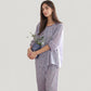 Floral Print Pajama Set with Round Neck Button Front Top and Relaxed Fit Full-Length Lounge Pants