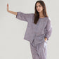 Floral Print Pajama Set with Round Neck Button Front Top and Relaxed Fit Full-Length Lounge Pants