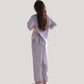 Floral Print Pajama Set with Round Neck Button Front Top and Relaxed Fit Full-Length Lounge Pants