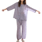 Floral Print Pajama Set with Round Neck Button Front Top and Relaxed Fit Full-Length Lounge Pants