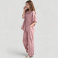 Satin Pajama Set with Short Sleeve Button-Up Top and Wide Leg Pants
