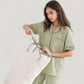 Solid Pajama Set with Contrast Stripe Trim Short Sleeve Top and Matching Lounge Pants