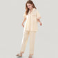 Solid Pajama Set with Contrast Stripe Trim Short Sleeve Top and Matching Lounge Pants
