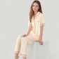 Solid Pajama Set with Contrast Stripe Trim Short Sleeve Top and Matching Lounge Pants