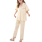 Solid Pajama Set with Contrast Stripe Trim Short Sleeve Top and Matching Lounge Pants