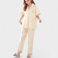 Solid Pajama Set with Contrast Stripe Trim Short Sleeve Top and Matching Lounge Pants