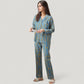 Abstract Pattern Pajama Set Long Sleeve Button Front Top with Matching Relaxed Fit Lounge Pants