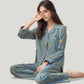 Abstract Pattern Pajama Set Long Sleeve Button Front Top with Matching Relaxed Fit Lounge Pants
