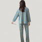 Abstract Pattern Pajama Set Long Sleeve Button Front Top with Matching Relaxed Fit Lounge Pants