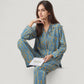 Abstract Pattern Pajama Set Long Sleeve Button Front Top with Matching Relaxed Fit Lounge Pants