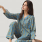 Abstract Pattern Pajama Set Long Sleeve Button Front Top with Matching Relaxed Fit Lounge Pants