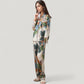 Abstract Pattern Pajama Set Long Sleeve Button Front Top with Matching Relaxed Fit Lounge Pants