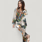 Abstract Pattern Pajama Set Long Sleeve Button Front Top with Matching Relaxed Fit Lounge Pants