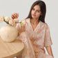 Floral Lace Trim Pajama Set Short Sleeve Button Top with Matching Wide Leg Lounge Pants