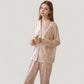 Long Sleeve Pajama Set Small Floral Print Button-Up Top with Notch Collar and Relaxed Fit Pants