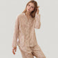 Long Sleeve Pajama Set Small Floral Print Button-Up Top with Notch Collar and Relaxed Fit Pants