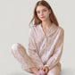 Long Sleeve Pajama Set Small Floral Print Button-Up Top with Notch Collar and Relaxed Fit Pants