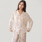 Long Sleeve Pajama Set Watercolor Floral Print Button-Up Top with Relaxed Wide Leg Pants