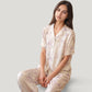 Long Sleeve Pajama Set Watercolor Floral Print Button-Up Top with Relaxed Wide Leg Pants