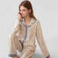 Floral Print Long Sleeve Pajama Set with Contrast Piping Trim and Relaxed Button-Up Shirt