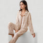 Floral Print Long Sleeve Pajama Set with Contrast Piping Trim and Relaxed Button-Up Shirt