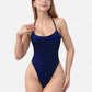 One-Piece Swimsuit with Scoop Neck Minimal Strap Detail and High Cut Leg Silhouette