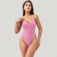 One-Piece Swimsuit with Scoop Neck Minimal Strap Detail and High Cut Leg Silhouette