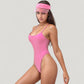 One-Piece Swimsuit with Scoop Neck Minimal Strap Detail and High Cut Leg Silhouette