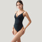 One-Piece Swimsuit with Plunging V-Neckline Adjustable Straps and High Cut Leg Design