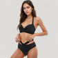 Two-Piece Swimsuit with Wrapped Bust Top Crisscross Waistband High Rise Bottom and Supportive Fit