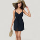 One Piece Swim Dress with Ruched Front Twist Detail and Adjustable Straps