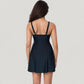One Piece Swim Dress with Ruched Front Twist Detail and Adjustable Straps