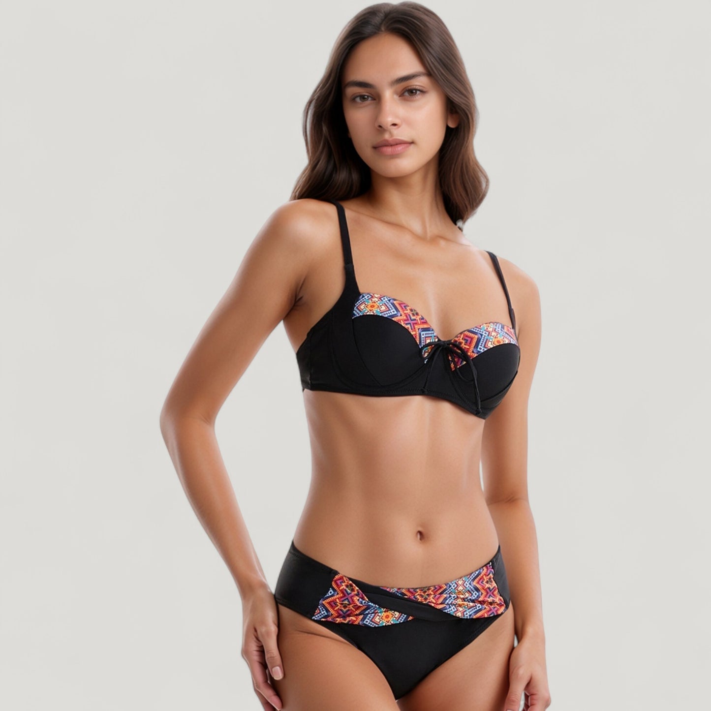 Padded Underwire Bikini Set Adjustable Strap Sweetheart Neckline Top and Crossover Waist Bottom