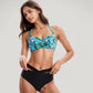 Tropical Print Bikini Set with Crisscross High Waist Bottom and Wide Strap Top