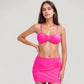 3-Piece Bikini Set with Ring Front Bandeau Top High Waist Bottom and Matching Cover-Up Skirt