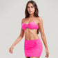 3-Piece Bikini Set with Ring Front Bandeau Top High Waist Bottom and Matching Cover-Up Skirt