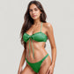 Textured Knit Bikini Set with Tie Front Bandeau Top and Low Rise Bottoms