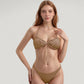 Textured Knit Bikini Set with Tie Front Bandeau Top and Low Rise Bottoms