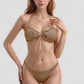 Textured Knit Bikini Set with Tie Front Bandeau Top and Low Rise Bottoms