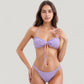 Textured Knit Bikini Set with Tie Front Bandeau Top and Low Rise Bottoms