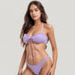 Textured Knit Bikini Set with Tie Front Bandeau Top and Low Rise Bottoms