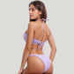 Textured Knit Bikini Set with Tie Front Bandeau Top and Low Rise Bottoms