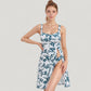 Three Piece Floral Swimsuit Set with Sleeveless Dress Overlay and Matching Bikini